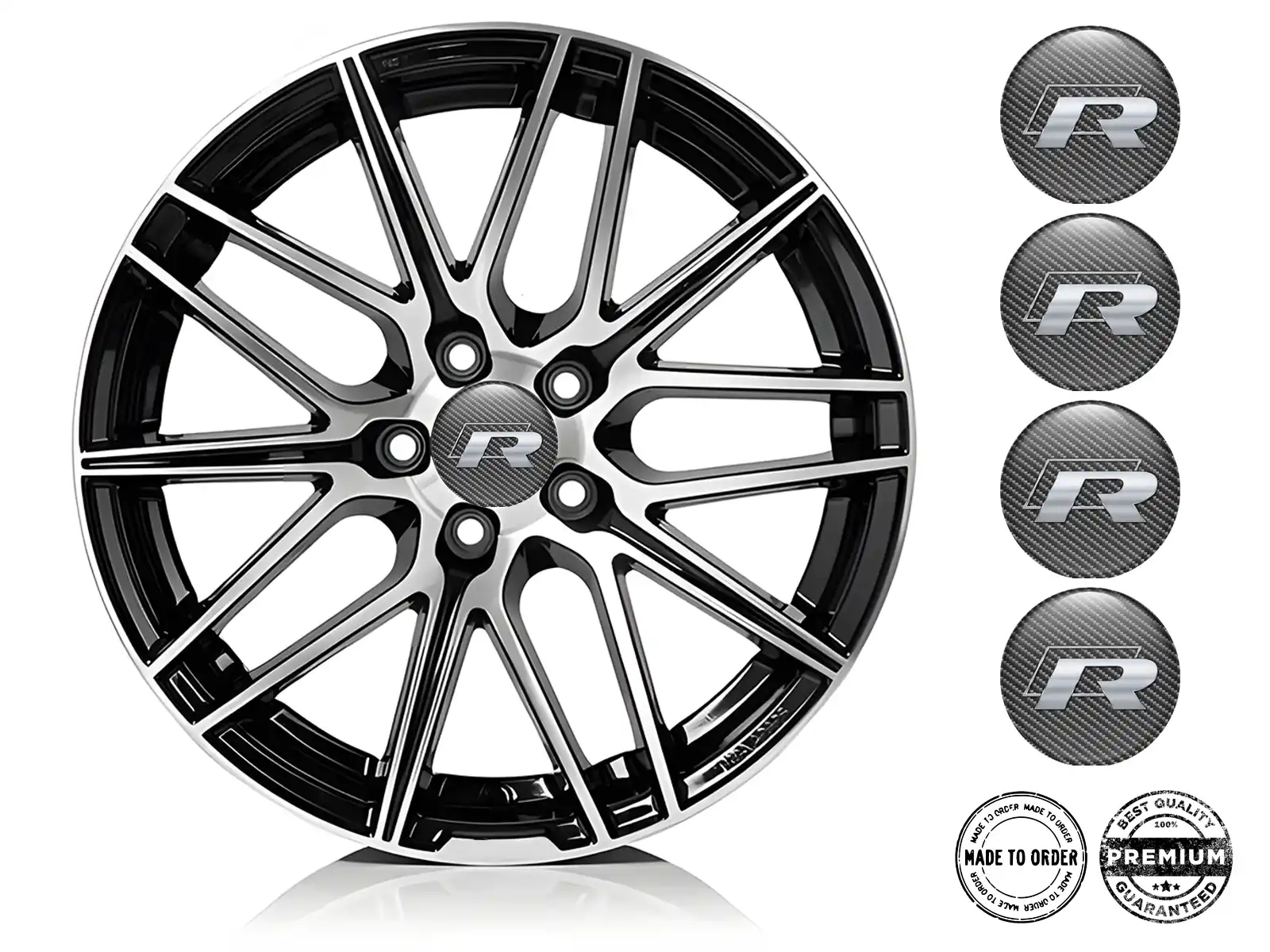 VW Etiqueta Bombada Estilo Insignias de Rueda Premium